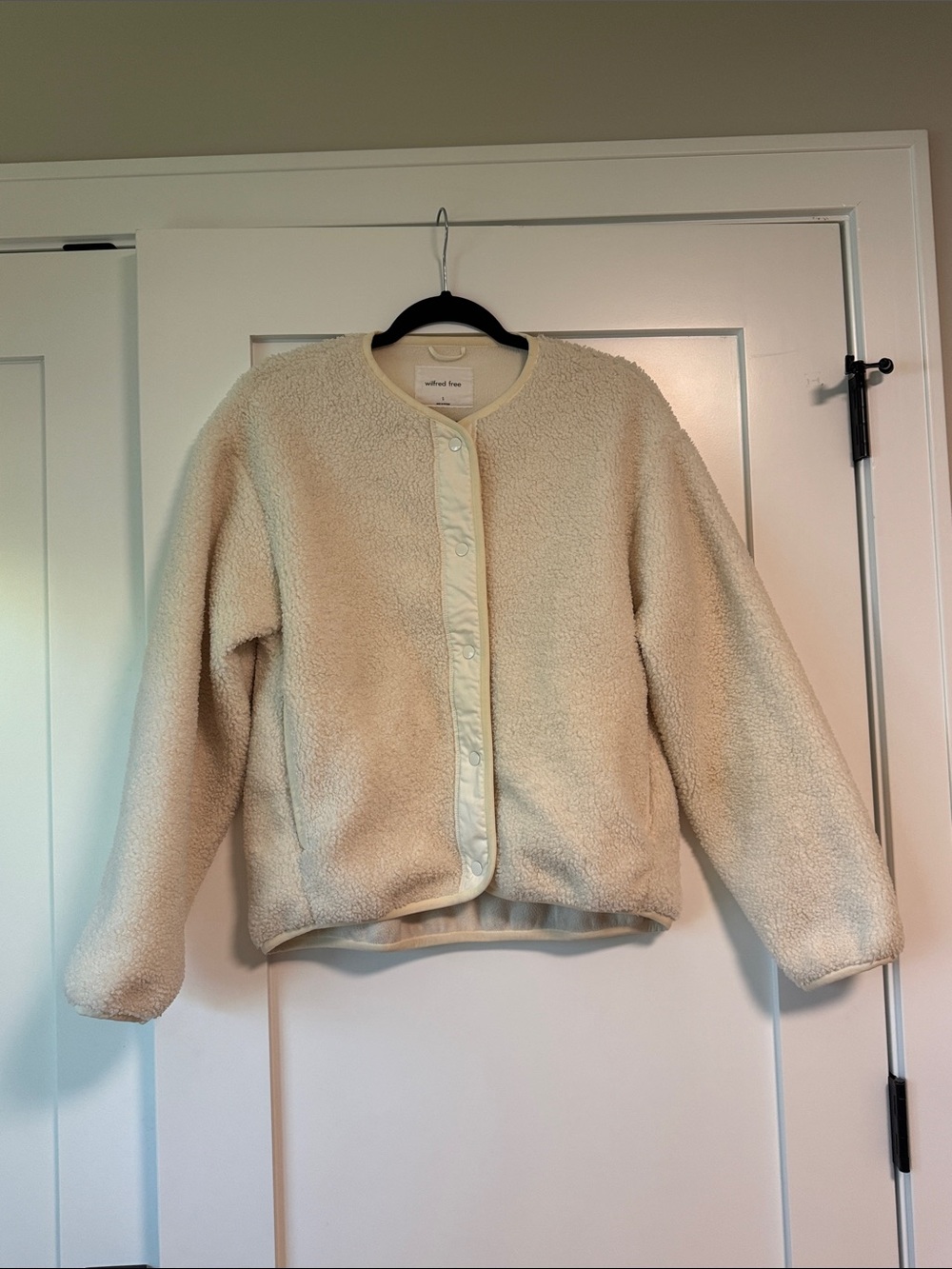 Wilfred Cream Teddy Sherpa Snap-Front Jacket